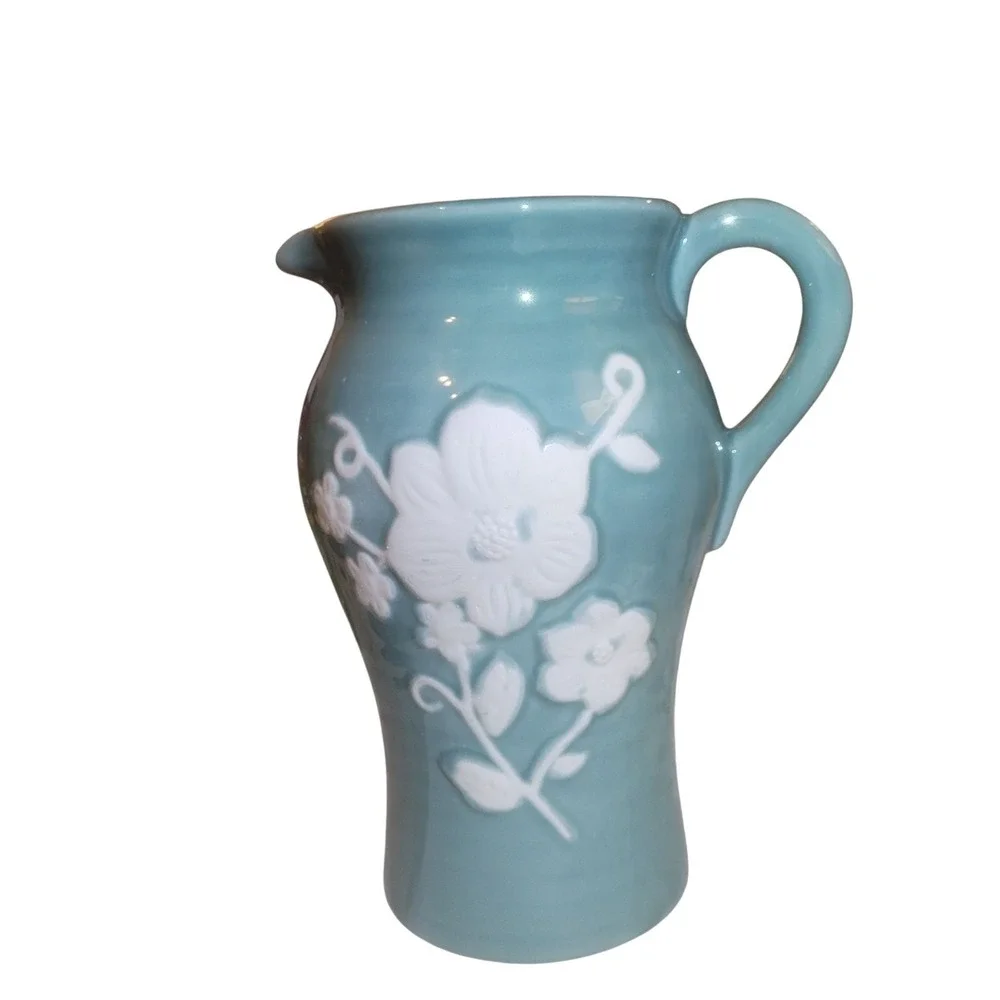 Vintage‎ Turquoise Teleflora Ceramic Vase Made In Portugal 8.5